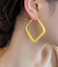 Colorful geometric square drop earrings exaggerated earrings - £15.69 GBP