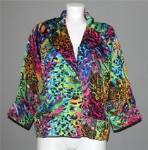 City Girl Nancy Bolin Neon Abstract Leopard Lightweight Lined Jacket Wm&#39;... - $27.99