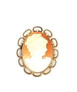 Vintage Sign 12k Gold Filled Carved Shell Victorian Female Cameo Pendant... - £40.97 GBP