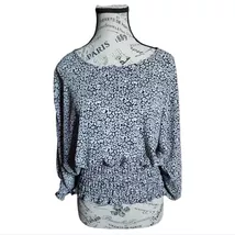 Vince Camuto Animal Print Blouse Black White Size Oversized X-Small - $13.00