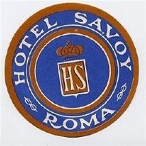 Hotel Savoy Luggage Label Roma Italy Rome - £8.77 GBP