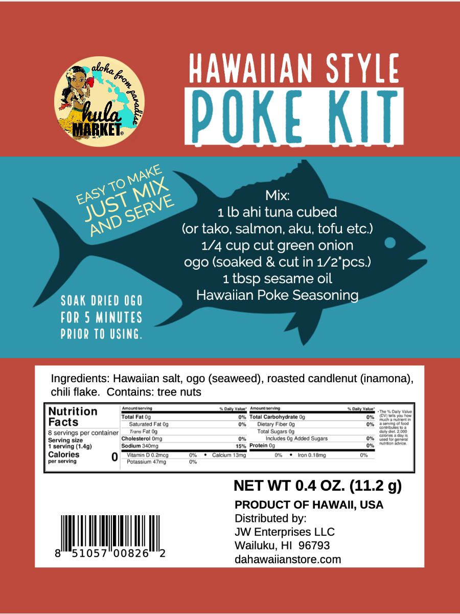 Hula Market Hawaiian Poke Kit with Seasoning Mix and Dried Ogo