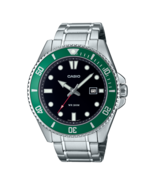 Casio MDV107D-3A Divers 200M WR Green Bezel Stainless Steel Watch - £78.58 GBP