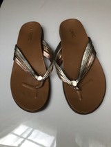 Vionic Palm Catalina Mixed Metallic Thong Sandals Tan Gold Sz 10 M - £34.64 GBP