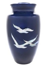 Large/Adult 200 Cubic Inch Mother of Pearl Flying Doves Aluminum Cremation Urn - £159.28 GBP