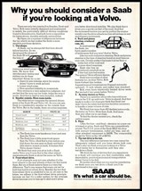 1974 Magazine Car Print Ad - SAAB 99 vs VOLVO 142 Detail Comparison A7 - $104.40 MXN