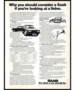1974 Magazine Car Print Ad - SAAB 99 vs VOLVO 142 Detail Comparison A7 - €4,91 EUR