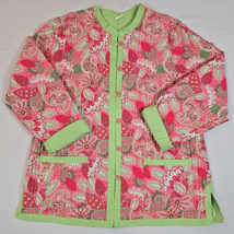 Appleseed’s Women’s Reversible Quilted Pink &amp; Green Paisley Floral Jacke... - $29.02