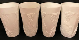 Vintage Indiana Glass Harvest Grape Design Vintage Milk Glass Each Holds 10 OZ - £30.67 GBP