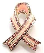Best Pink Ribbon Brooch Pendant Breast Cancer Awareness Rhinestone Ename... - $18.24 CAD