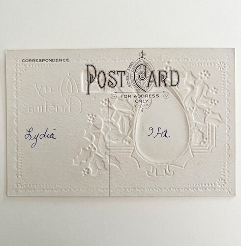 Christmas Victorian Greeting Card Holly Church Embossed 1900s Postcard PCBG11E Item image 3
