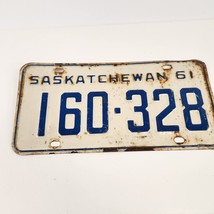 Saskatchewan License Plate 1961 160-328 White Expired Vintage Canada - £15.42 GBP