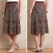 CECILIA PRADO Anthropologie Lumi Wine Metallic Crochet Knit Midi Skirt Size XS - £49.45 GBP