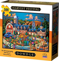 Harvest Festival Pumpkin Patch 500 Piece Jigsaw Puzzle 16 x 20&quot; Dowdle Folk Art - £19.56 GBP