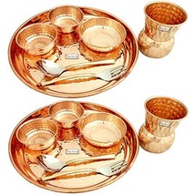 Prisha India Craft Pure Copper Hammered Design Dinner Thali Set, Servewa... - $130.00