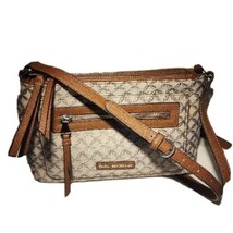 Dana Buchman Crossbody Purse Tan Fabric Medallion 3 section Adj Strap Ex... - $15.83