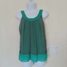 NY&amp;C Shirt Women Small Green Lightweight Casual Blouse Sleeveless Flowy Lined - £13.17 GBP