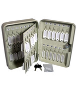 TAN Locking Wall Mount 48 Key Safe Hook Cabinet Box Auto Lock Index - £29.89 GBP