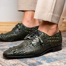 Nilo Genuine Crocodile Skin Deby's Oxford Dress Shoes Forest Green image 8
