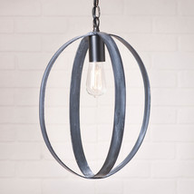 16" OVAL STRAP SPHERE PENDANT - Black Powder Coated Finish with White Wash - $135.45