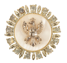 Crowned Eagle Brooch Rhinestones MOP 1.75 Inches Prong Set - £20.59 GBP