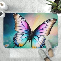 Colorful Butterfly With Daisies Memory Foam Bath Mat - $39.95