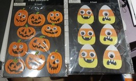 2 Jack O&#39;Lantern Pumpkins &amp; Candy Corn Halloween Googly Eye Felt Craft Stickers - £6.22 GBP