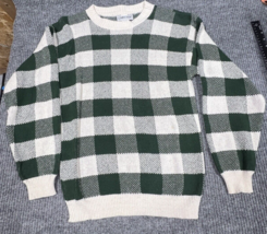 VTG Cabin Creek Grandpa Sweater Cardigan Mens Small Ribbed Trim Green Pl... - $27.21