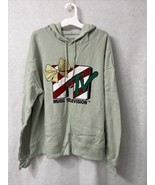 Women&#39;s MTV Holiday Hooded Graphic Pullover Sweatshirt - Aqua Gray - Siz... - £4.45 GBP