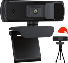 HD 1080P Pro Webcam with Privacy Cover Tripod 5M pixels 30fps Video Calling Clea - £26.70 GBP