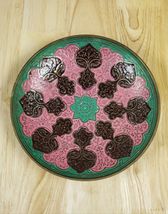 Vintage Hand Painted Enamel Brass Footed Trinket Dish, Made in India - $9.62