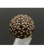18K GOLD - Vintage Garnet Cluster Dome Shiny Cocktail Ring Sz 10 - GR175 - $2,557.12 CAD