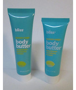 Bliss LEMON + SAGE Body Butter Maximum Moisture Cream 2x 1 oz Travel Sz Lot - £3.98 GBP