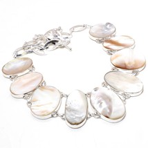 Mother Of Pearl Gemstone Handmade Fashion Ethnic Necklace Jewelry 18&quot; SA 1889 - £16.51 GBP
