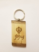 SIKH Punjabi Word SINGH KHANDA WOODEN Singh Kaur Khalsa Key Chain Key Ri... - £6.41 GBP