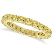 3CT Fancy Canary Yellow Diamond Eternity Ring 18K Yellow Gold - £4,757.12 GBP