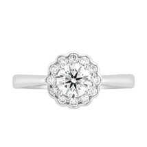 1.40 Ct Round Lab Grown Diamond Flower Ring 14K White Gold for Women VVS-VS-FG - £885.16 GBP