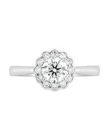 1.40 Ct Round Lab Grown Diamond Flower Ring 14K White Gold for Women VVS... - £875.99 GBP