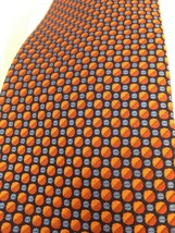 Saks Fifth Avenue Orange &amp; Blue Beautiful Silk Necktie Tie - £23.31 GBP