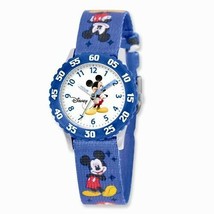 Disney Kids Mickey Mouse Watch Blue Printed Fabric Band Time Teacher Watch - £38.70 GBP