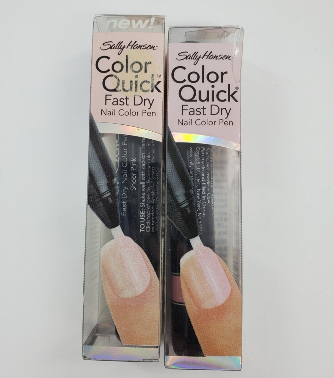 Primary image for 2X Sally Hansen Color Quick Fast Dry Nail Color Pens 03 Sheer Pink New