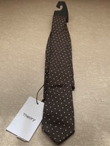 THEORY Skinny Polkadot Neck Tie-NEW Silk Brown/White w/Tags ROADSTER Mens - £13.42 GBP