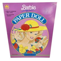 VINTAGE 1990 BARBIE PAPER DOLL MATTEL BOOK NEVER USED GOLDEN PRECUT FASH... - $23.75