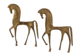 Pair Mid Century Modern Brass Horse Figures Sculptures Federick Weinberg Era - £137.45 GBP