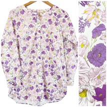 Duluth Trading Company Womens XS Button Front Top Blouse Purple Floral Spring  - £25.38 GBP