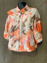 SOUTHERN LADY  Shear Fabric Jacket Top Large Light Coat Shirt Floral Print - £14.30 GBP