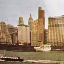 New York City Skyline From East River 1950s Vintage Postcard - £7.85 GBP