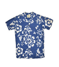Vintage Diamond Head Hawaiian Shirt Mens S Blue Floral VHY Waikiki Hawaii Made - £26.53 GBP