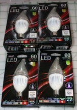 LED Dimmable Chandelier Bulbs 4 ea 60 watt uses 7.5 Watt e12 base flame tip - $24.99