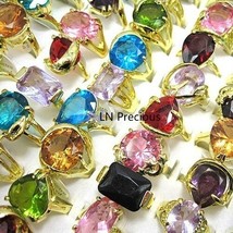 10Pcs Fashion Pretty Crystal Zircon Gold Rings For Women Jewelry Whole Bulk Lots - £12.16 GBP